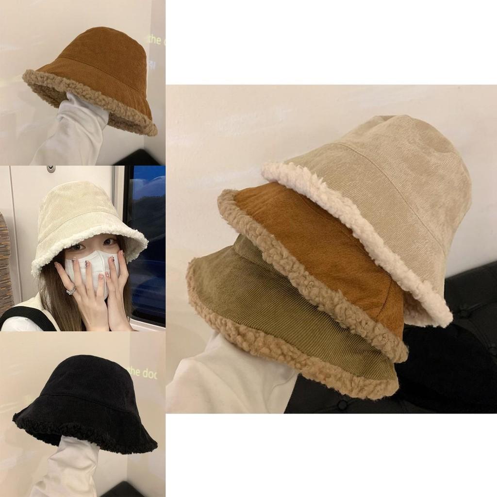 Fashionable Chic Lamb Wool Bucket Hat For Women 2022 Winter Trendy Warm Fisherman Hat