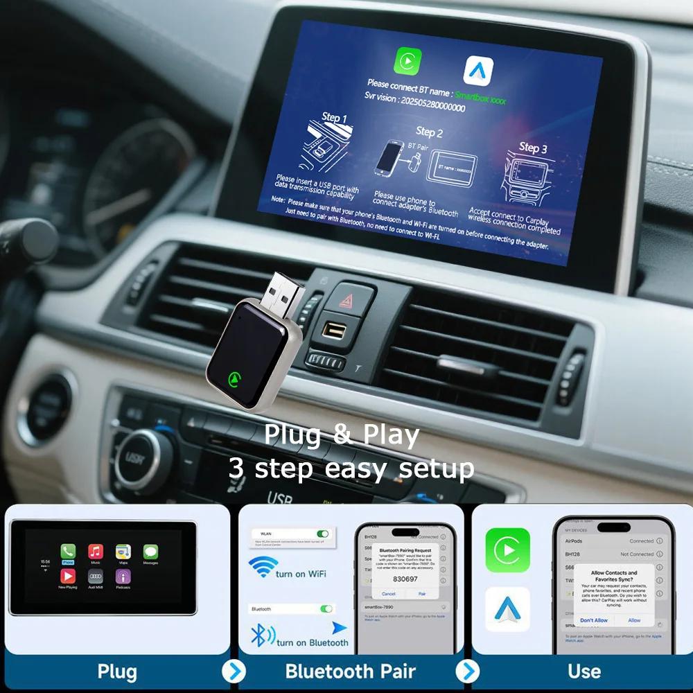 NEW 2in1 Wireless CarPlay Adapter Android Auto AI Smart Box Car Intelligent Systems For VW Toyota Nissan Honda Ford Benz