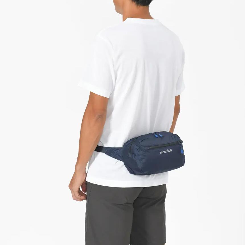 MONTBELL 2.5L Casual Versatile Zip Closure Nylon Belt Bag Medium Unisex Couple Navy Blue