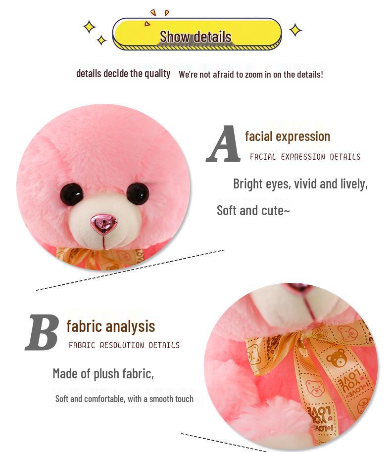 Pink Girly Heart Bear Plush Toy - Soft, Cute Teddy Bear Rag Doll Gift for Girls' Birthdays