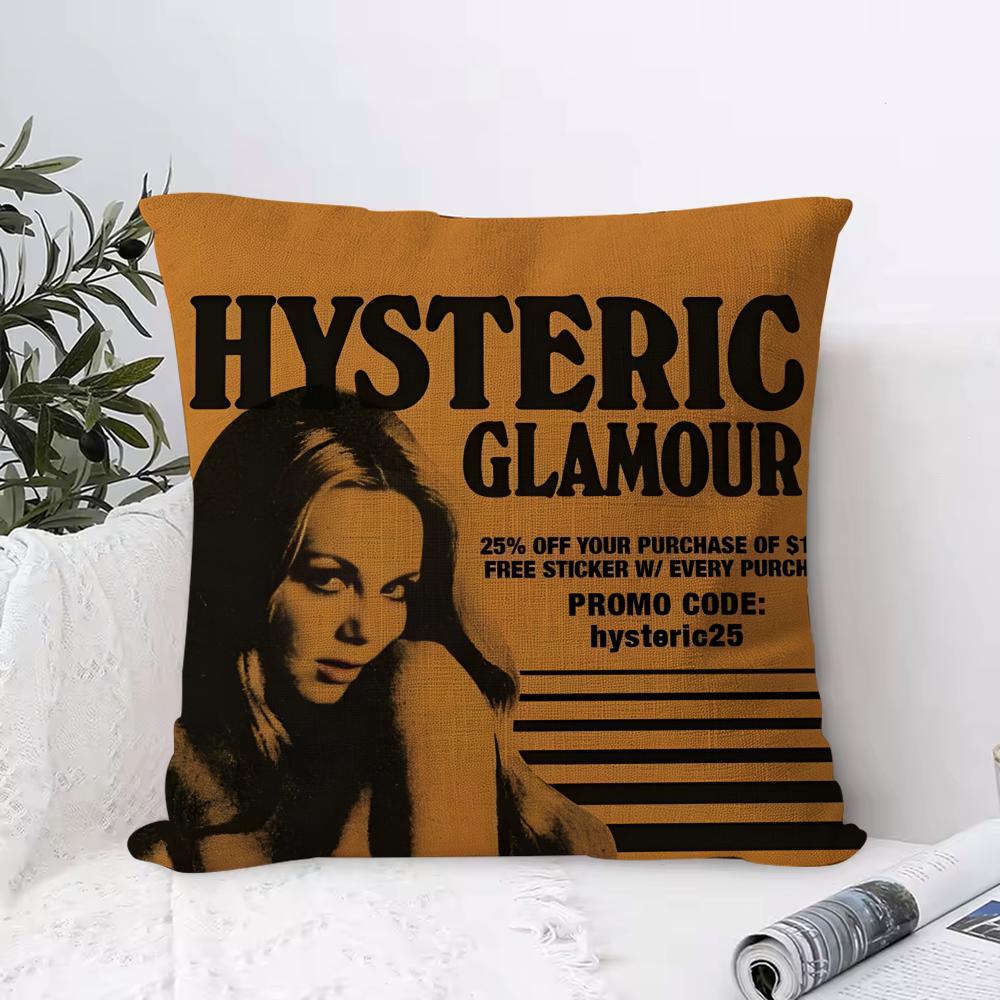 HHysteric Glamour Girl Cushion Cover Eco Linen Pillow Case DoubleSided Print Breathable Durable Zipper Home Decor Gift