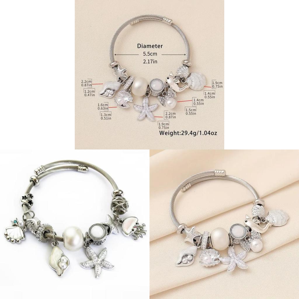 Ocean Starfish Beaded Bracelet With Shell Dolphin Heartshaped Jewelry For Women