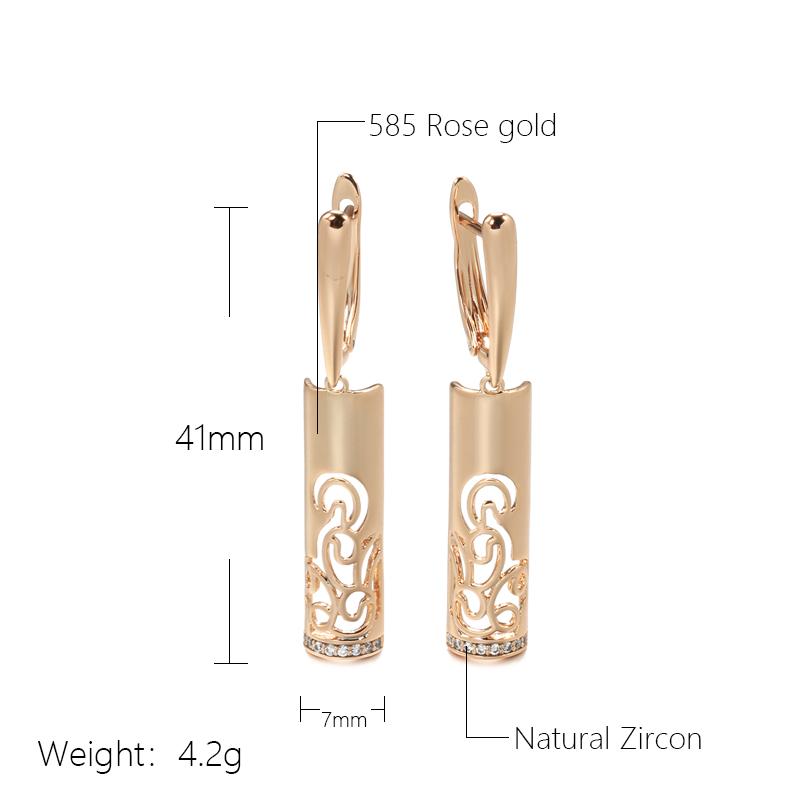 New Trend Long Flower Vintage Dangle Earrings Women Rose Gold With Natural Zircon Bride Earrings Fine Daily Jewelry