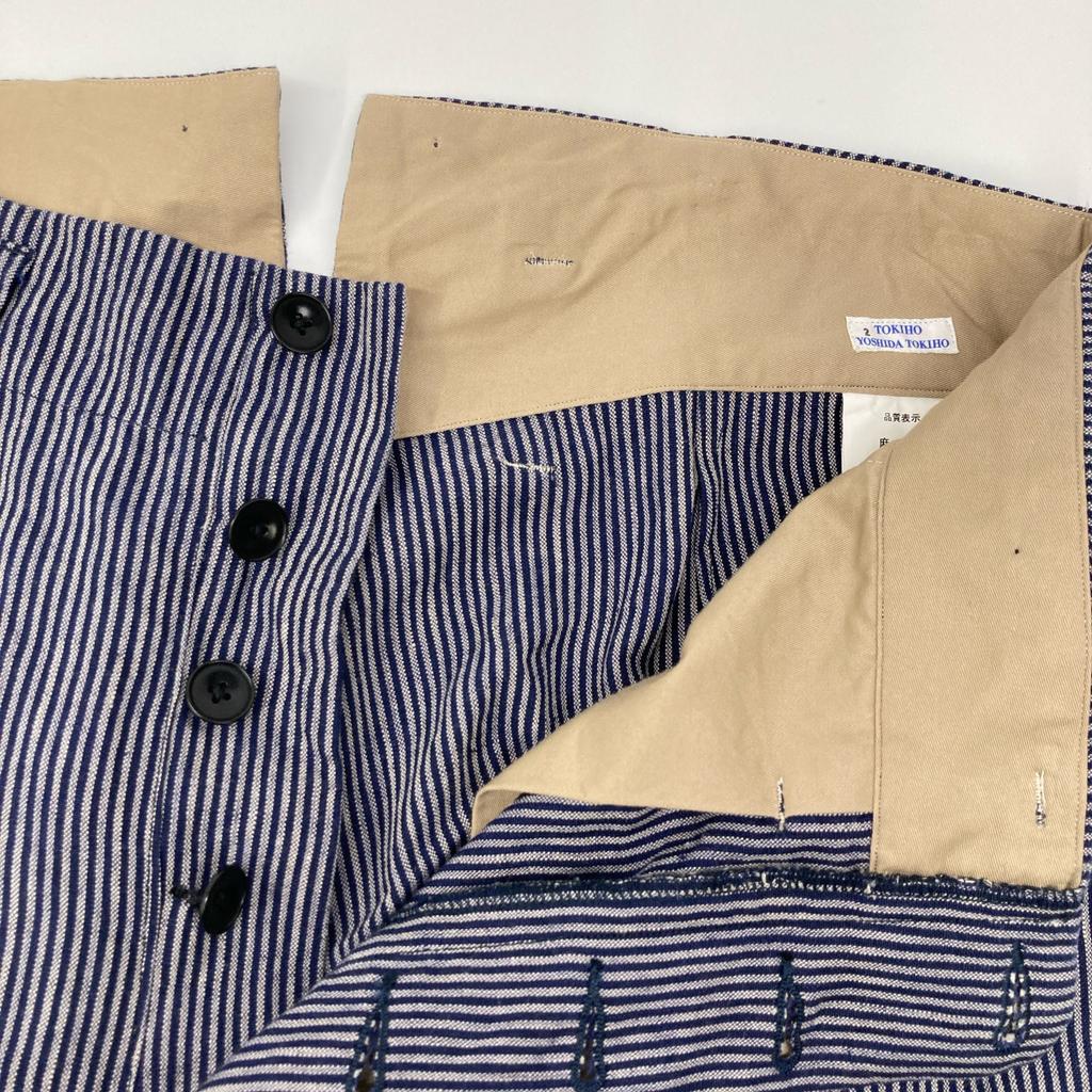 tokiho yoshida Navy Linen Striped Trouser Pants Bottoms 2 NavyUsed