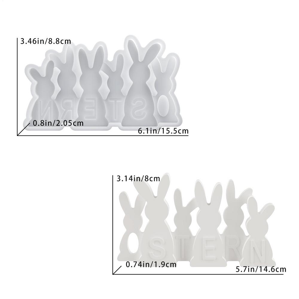 

Easter Bunny Molds Heat-Resistant Reusable Rabbit Silicone Epoxy Resin Molds For Soap Holiday Crafts Ornament Home Decorations білий