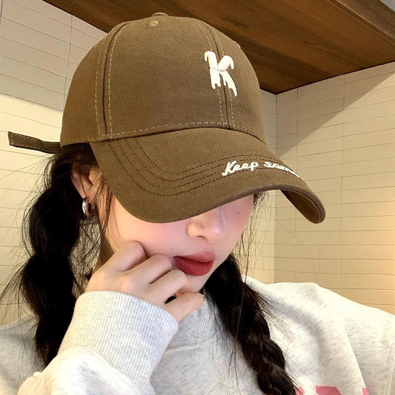 K Letter Embroidered Hard Top Sunshade Baseball Cap Men's Spring and Summer Wide Brim Showing Face Small Sunscreen Versatile Cap