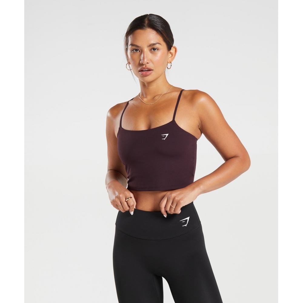 

GYMSHARK Укороченная майка на бретельках сливово-коричневого цвета B4A8H NBZN