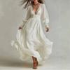 Women's Clothing European and American French Retro Long Dress Temperament Elegant Chiffon Lace Long-sleeved Dress