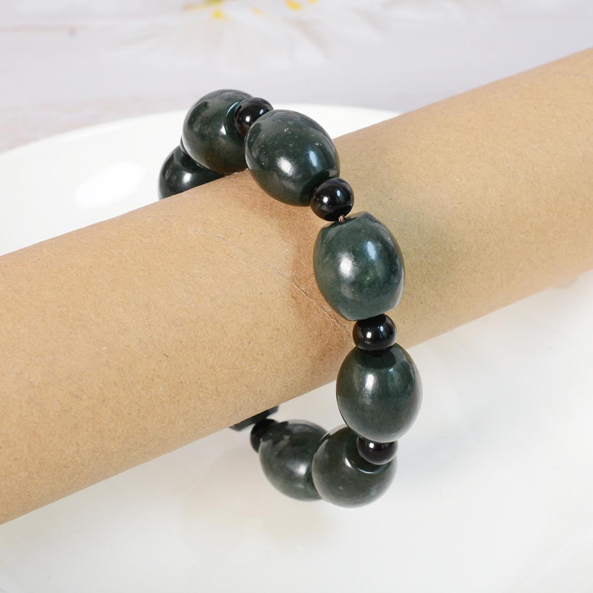 Hetian Green Jade Men s Bead Bracelet - Natural Jade Road to Success Collection.
