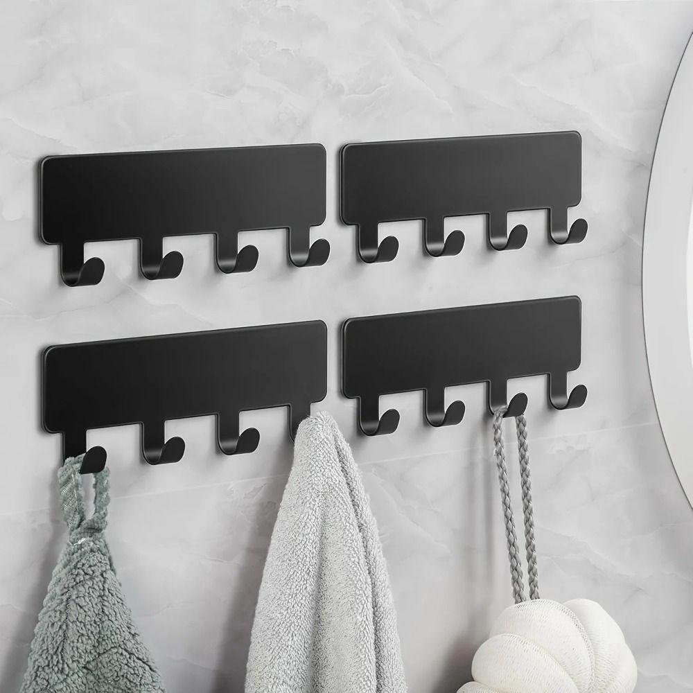 Self Adhesive Key Holder 4 Hooks Storage Hooks NEW Wall Mounted Rack  Home Organization