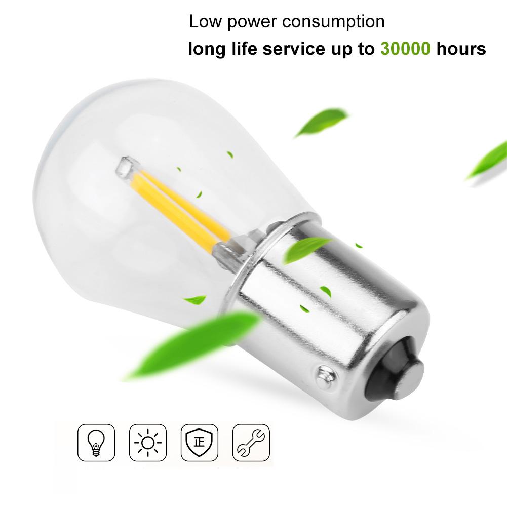 Pair of 1156 Glass Strobe COB LED Car Turn Signal Reverse Light Tail Brake Bulb White Light
