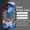Cute Winter Snowman Christmas Tree Pattern Tempered Glass Phone Case for Samsung Galaxy A56 A55 A54 A53 A52 A36 A14 A15 5G Cover
