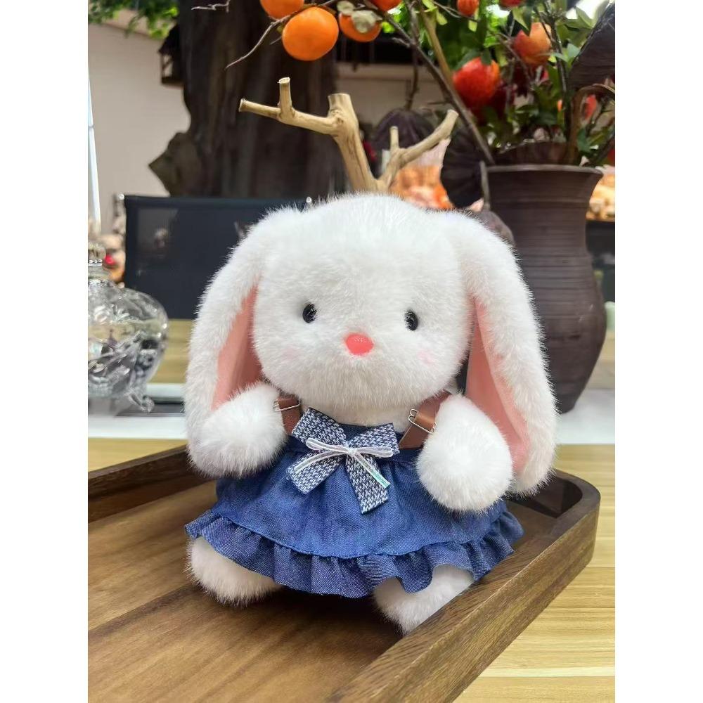 

Милый сарафан на лямках, плюшевая игрушка кролик Мера, компаньон, успокаивающая танцующая кукла-кролик, кукла для игрового автомата, детская игрушка 25cm8 inch grab machine doll 0.22kg