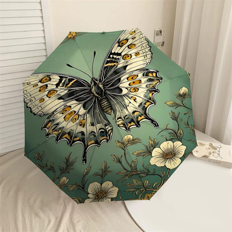 

1pc Butterfly Flowers Automatic Open/Close Umbrella with Windproof, 8-Rib Sturdy Canopy, Durable Ribs, Fashionable Design1207A