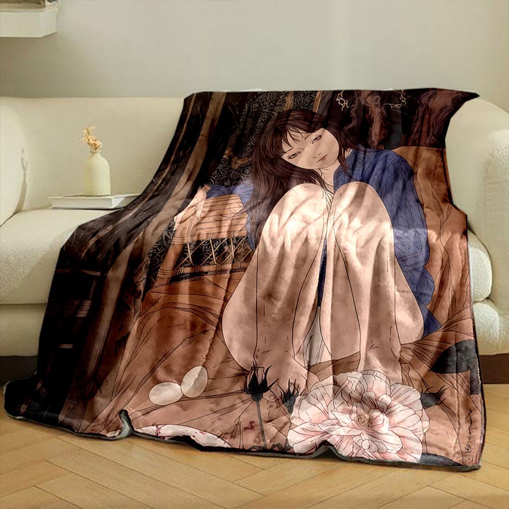 Gothic Girl Floral Blanket bedroom Blanket for Livingroom Couch lunch break Soft throw for Friend's festival Gift