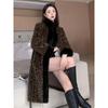 Elegant Long Leopard Print Coat Winter Thickened Mink Fur Jacket Fashionable Outerwear
