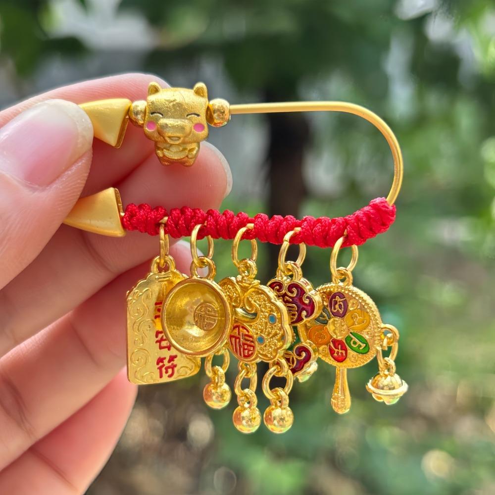 Gold Color Zodiac Horse Brooch Pendant Pony Sand-plated Ornaments Guardian Brooch  Newborn Baby