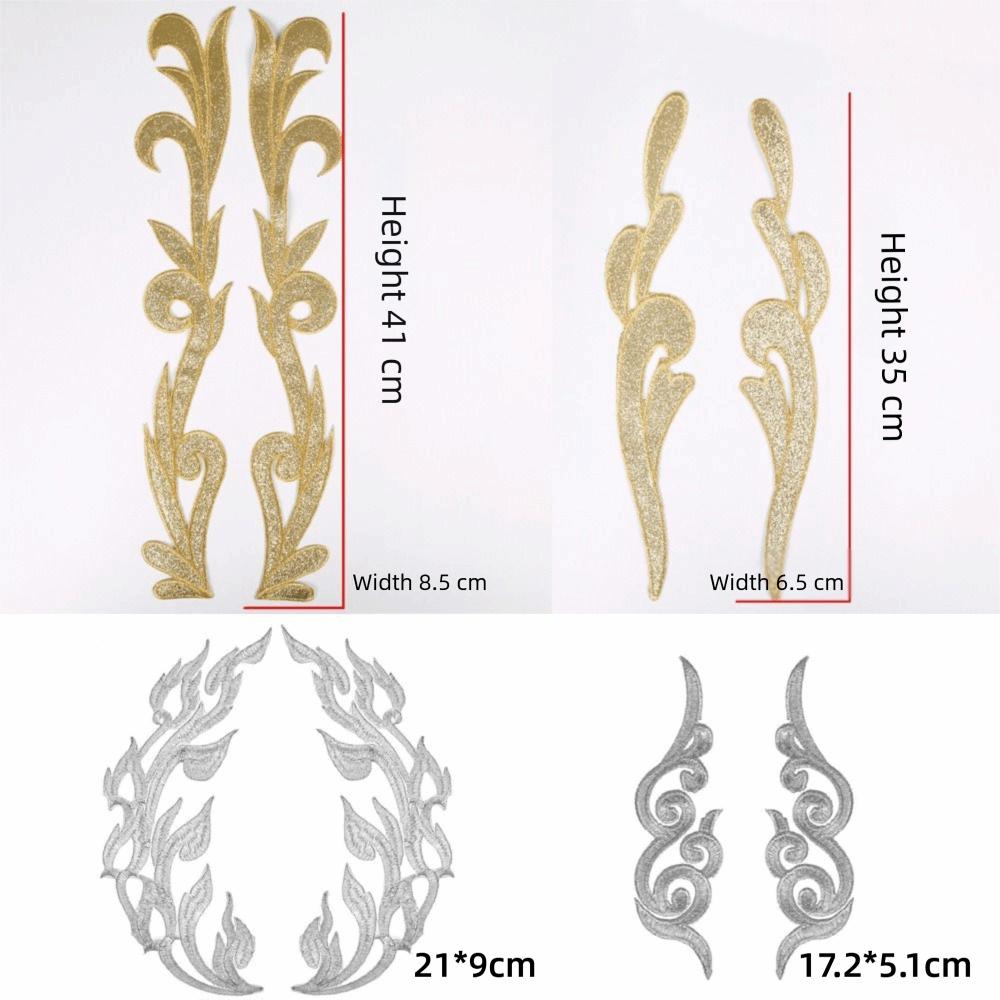 2 Pieces Gold Silver Sequin Flower Patch Collar Decoration Baroque Applique Crafts Projects