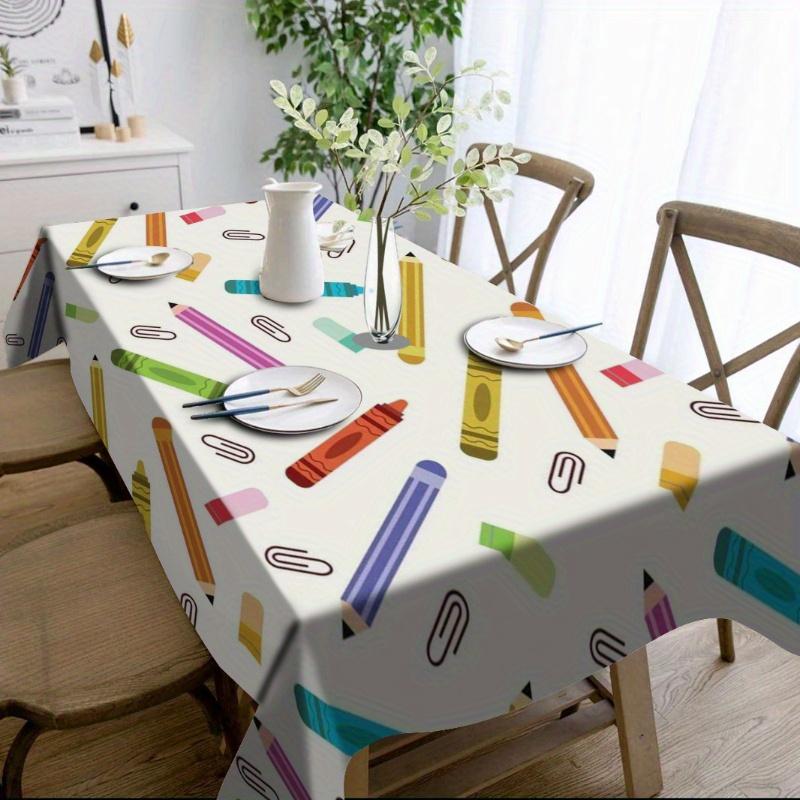 JIT 1PC Back-to-School Theme Tablecloth for Kitchen Table/ Dining Table, Reusable Tablecloth
