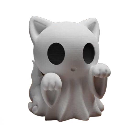 Halloweenská figurka ducha Roztomilá malá kočka/pes/ozdoba ducha se středním prstem 3D tištěný bílý duch Stolní dekorace pro domácí výzdobu