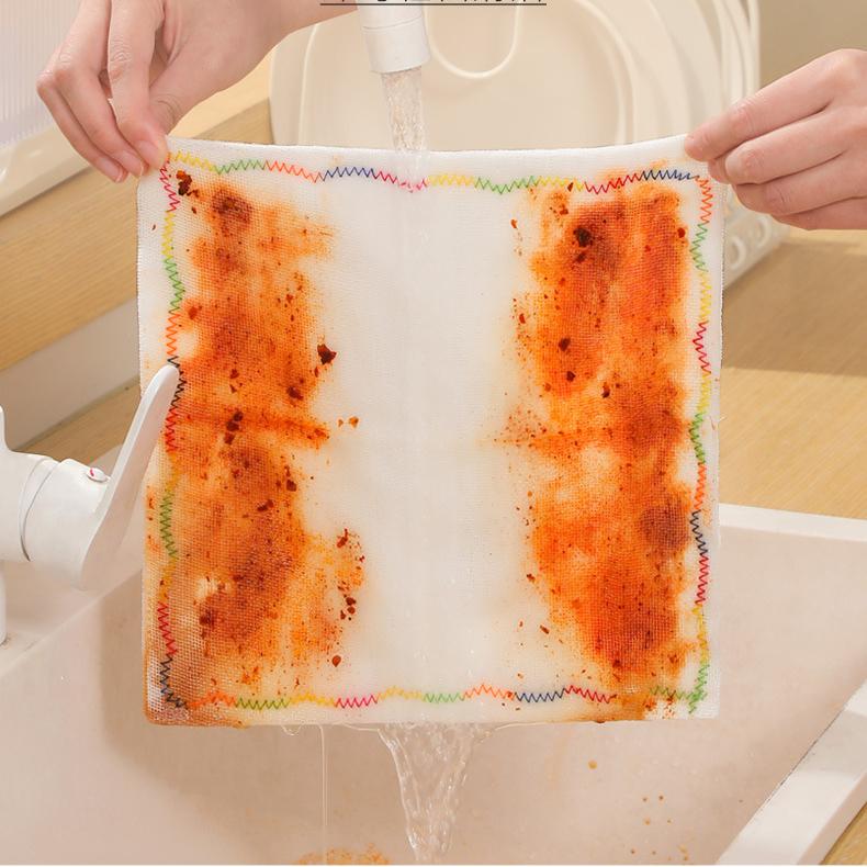 Multi-Layer Rainbow Kitchen Cleaning Cloth Oil Resistant Absorbent Towel