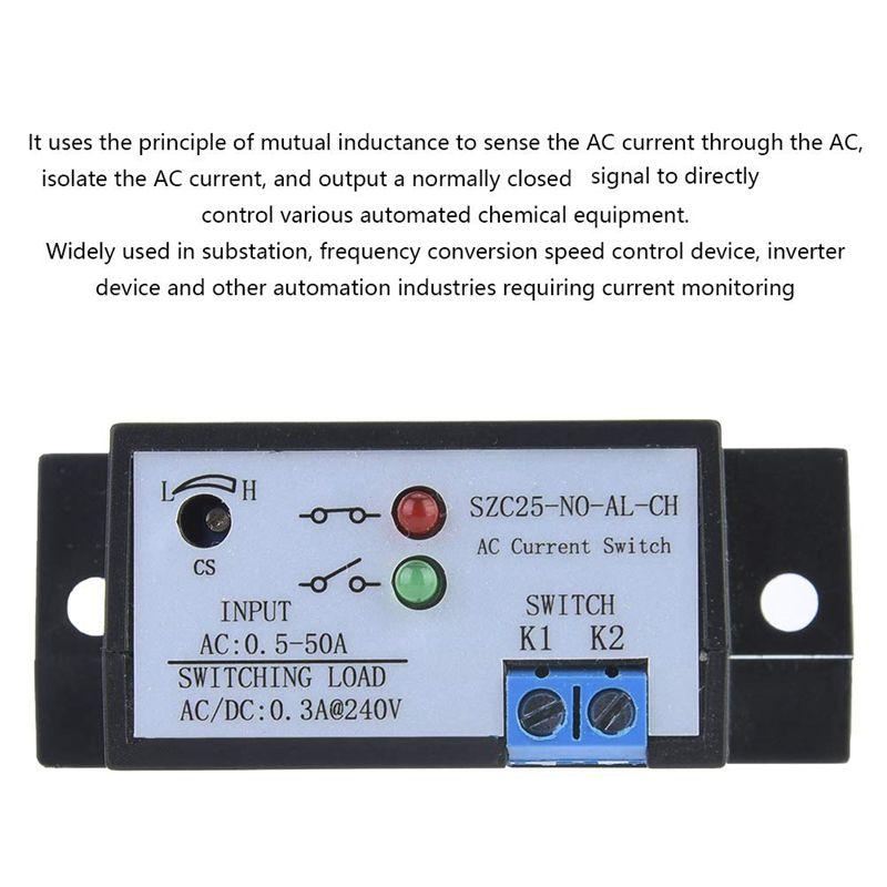 BHBL 10X SZC25-NO-AL-CH AC0.5-50A Current Switch,Current Relay,Normally Open Adjustable Current Sensing Switch