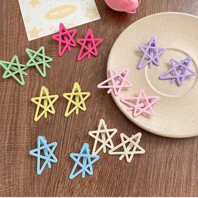 2 Pièces Épingles à Cheveux Coréennes Colorées Pentagramme Frange Cheveux Cassés Épingle à Cheveux Étoile Pince Bec de Canard Latérale Accessoires Cheveux Mignons