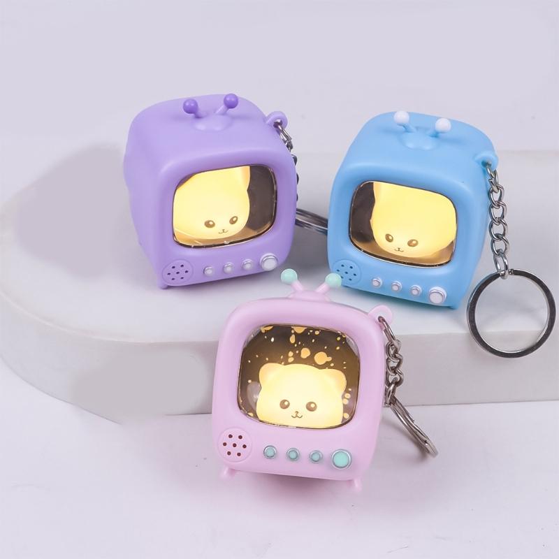 Mini TV Keychain Retro Design With Glowing Doll Feature For Keys Bags And Kids Gifts Bag Hanging Accessories