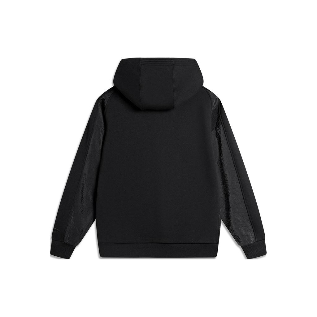Li Ning Sports Lifestyle Series Color Block Hooded Pullover Sweatshirt Unisex Sweatshirt Black AWDU025-4