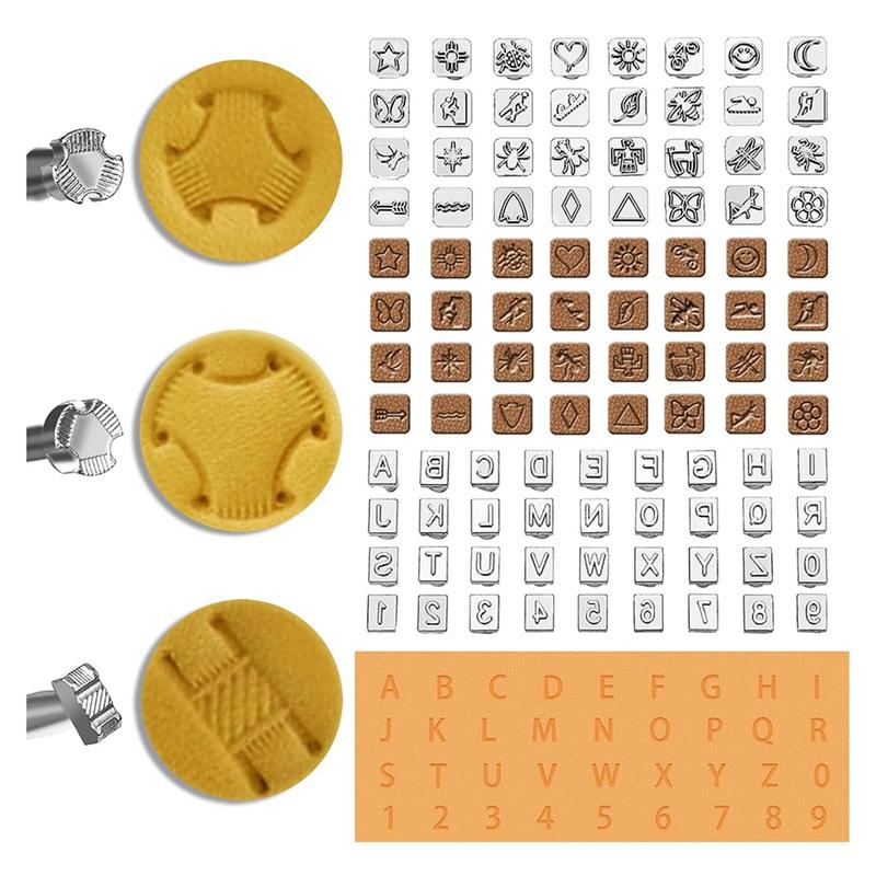 M-Modern-Eather Stamping Tools Kit Leather Assorted Shape Saddle Making Stamp Punch Set Leather Stamps Punch Tools