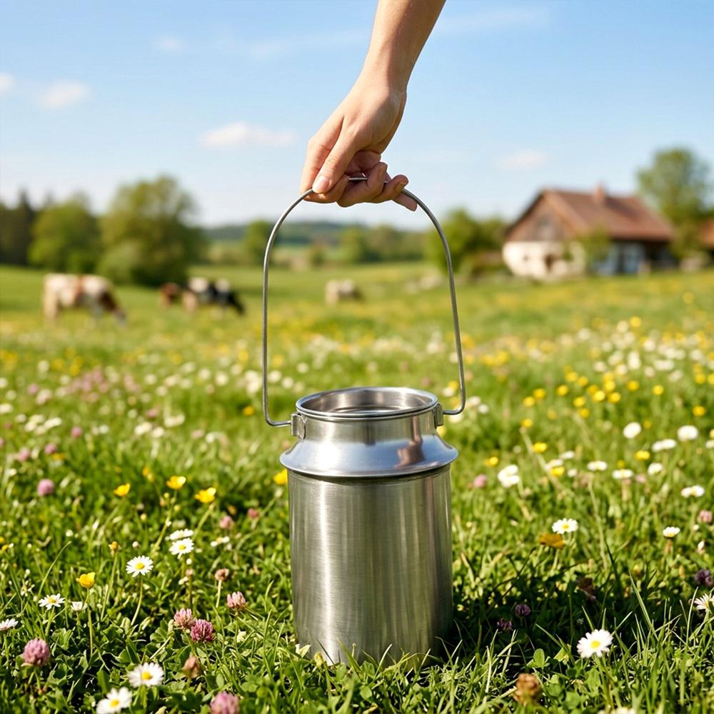 Kanka Stalowa Bańka Konwia Metalowa Pojemnik Na Mleko Do Mleka Retro 3,2L