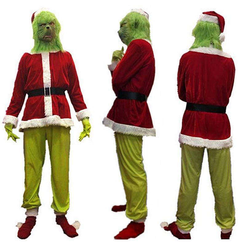 Auffälliges Grinch Cosplay Kostümset für Halloween-Maskeraden