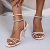Fashion Luxury Silver Glitter Cross Strap Sandals Women 2025 Summer Sexy Super High Heel Ankle Strap Sandals Fashion Party Dress Shoes