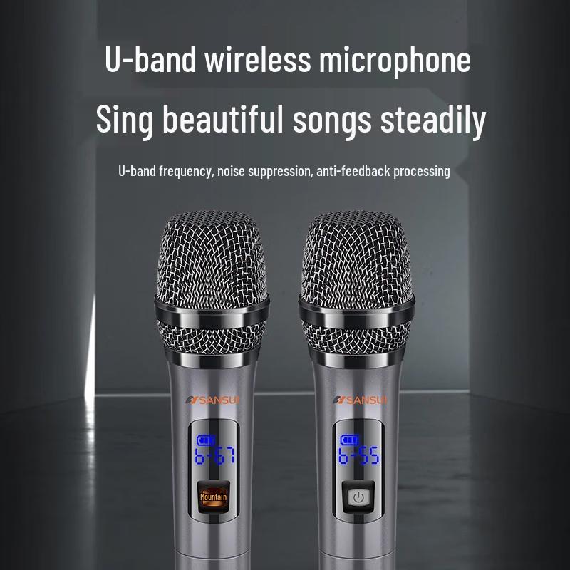 SANSUI D08 Portable Outdoor Trolley Speaker with Wireless Microphone (CN version)