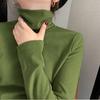 Maglietta Base da Donna a Collo Alto Mezzo Collo Monocolore per Autunno e Inverno Maglietta Casual a Maniche Lunghe Abbigliamento da Donna