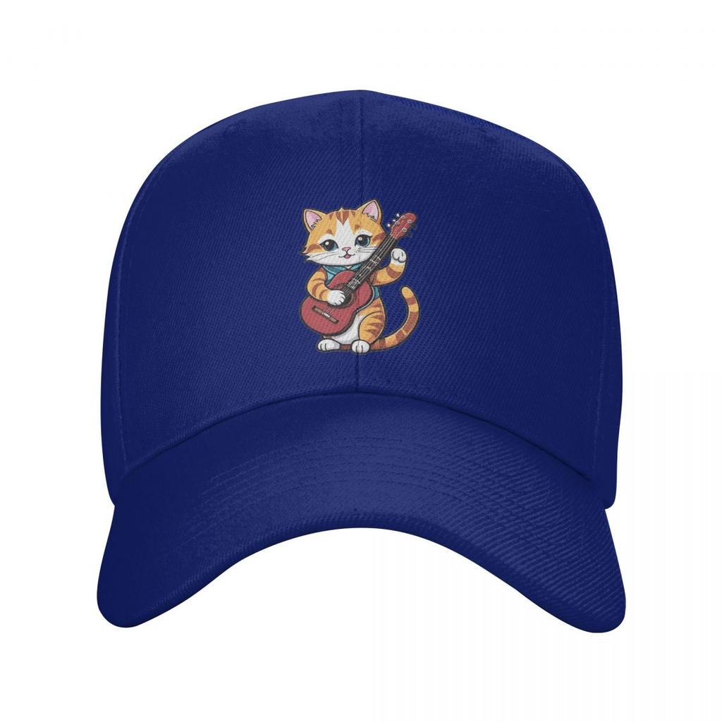 Rock Cat Playing Guitar Cartoon Guitar Cat Baseball Caps Snapback Men Women Hats Adjustable Cap Hip Hop Baseball Hat Casquette
