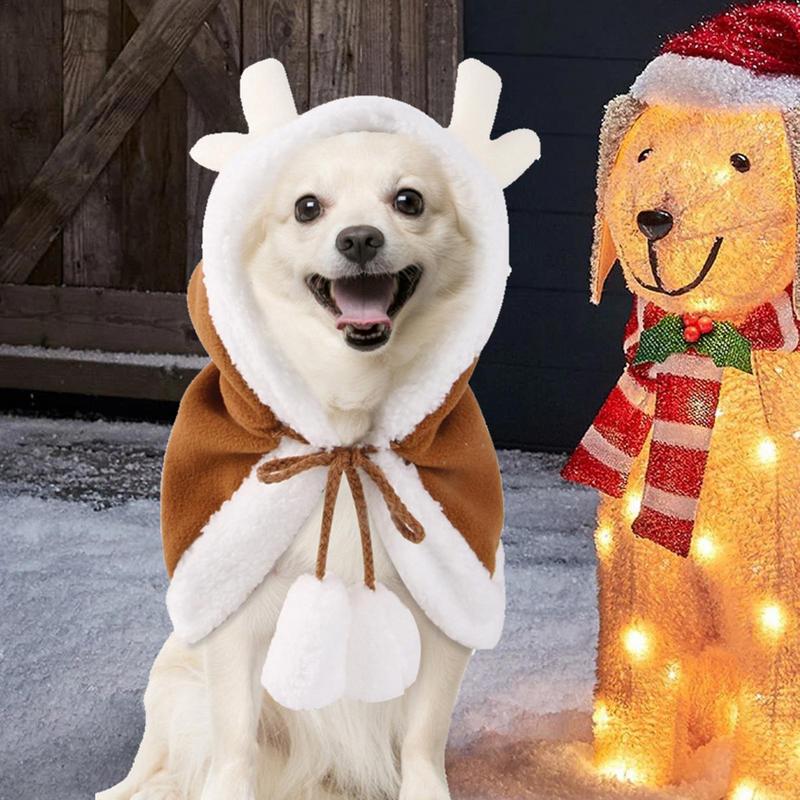 Dogs Christmas Hood Cape Fawn Cat Costume Dog Cloak With Hat Cat Christmas Outfit Cat Cape For Fall Winter Cats Small Dogs