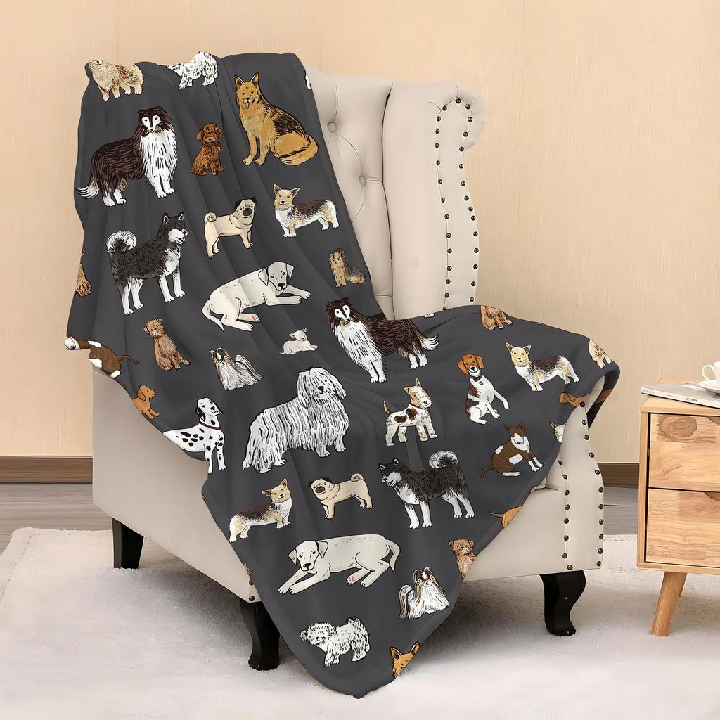 Cartoon animal patterns digital-printed polyester Bedroom velvet flannel soft sofa cover blanket Fleece cover blankets for beds