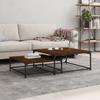  Slotted Tables, 2 Pcs, Brown Oak