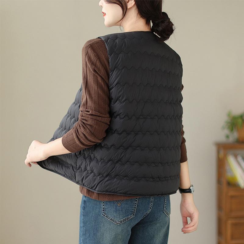 Gilet imbottito leggero retrò da donna per l'autunno e l'inverno, da indossare all'esterno, giacca gilet calda, tendenza