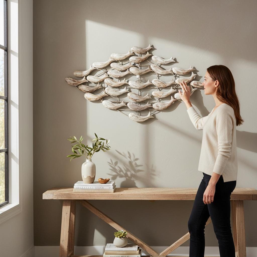 Wooden Handicrafted Fish Wall Art Decor | Bedroom Decorative Accent for Home or Garden Decor | Wall Hanging Indian Home Decor | Wall Poison