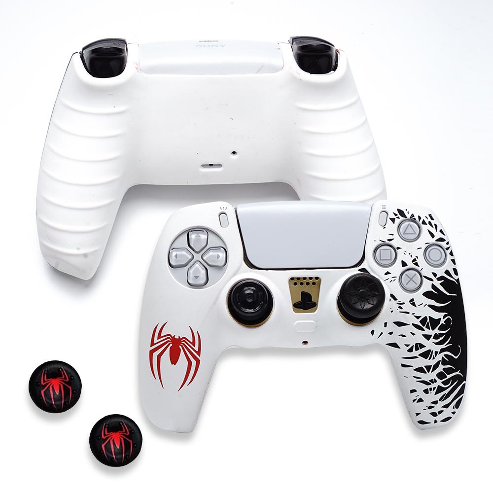 Spider Pattern Silicone Controller Cover Case for PS5 Anti-Fall Protection Anti-Slip Thumb Grip Cap Controller Protector