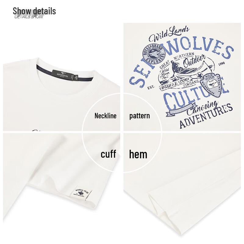 Septwolves Men's Pure Cotton Wrinkle-Resistant Short-Sleeve T-shirt
