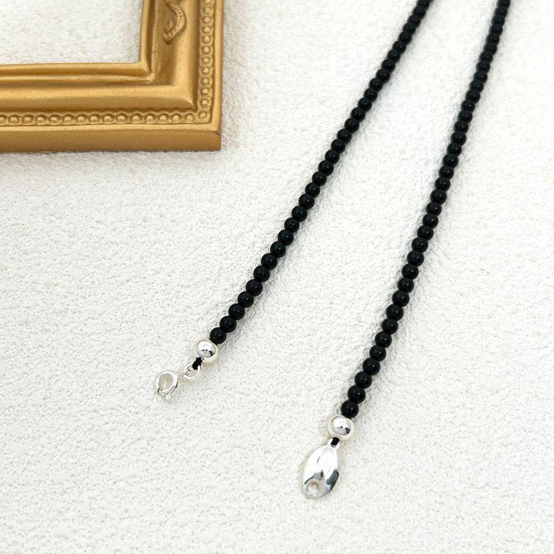 Black Beaded Flower Fashion Temperament Black Agate Necklace