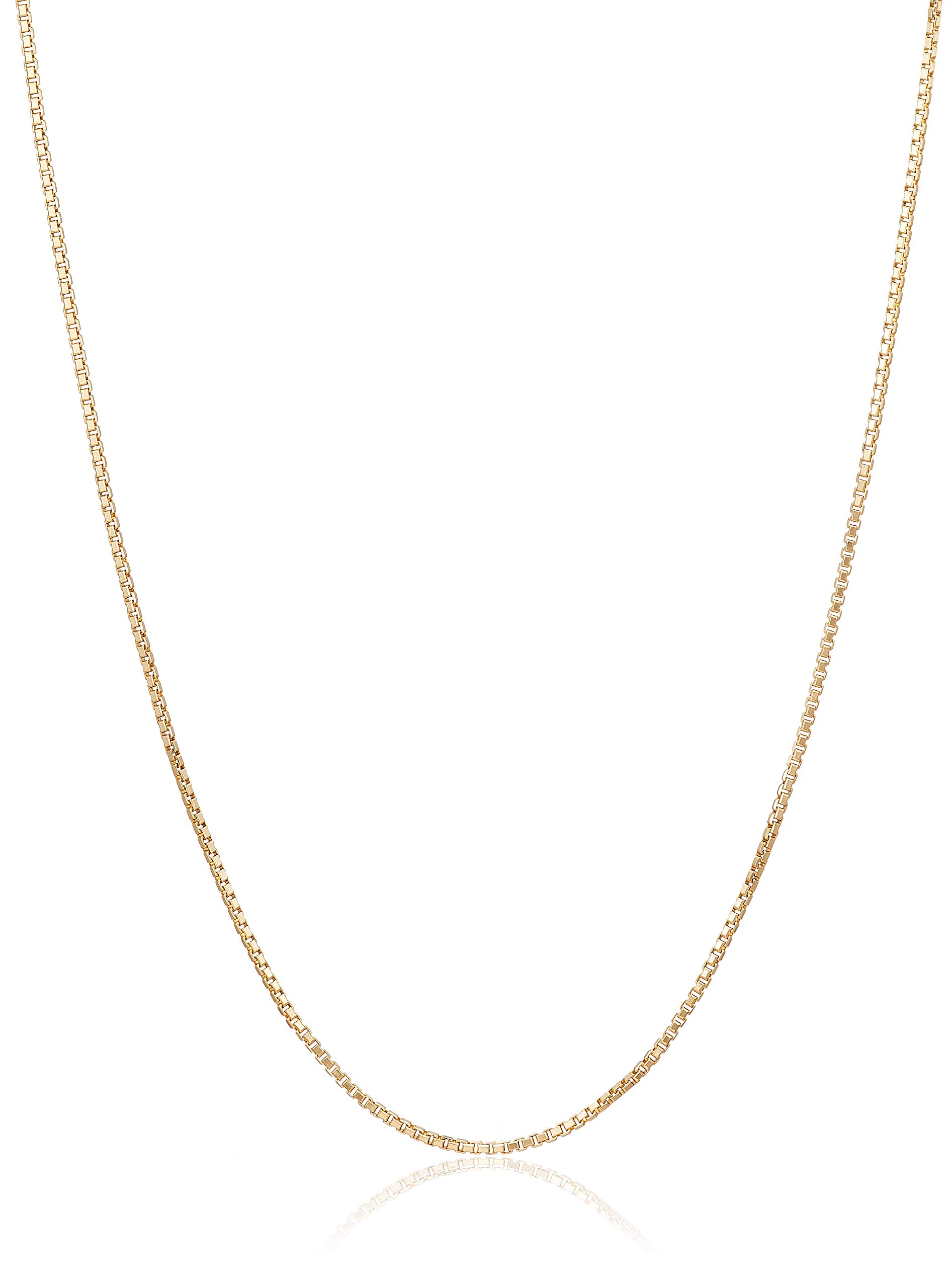 

18K Venetian Chain Necklace Box Chain Length Adjustable up to 45cm with Free Adjuster GNBG E45 [Exedia]