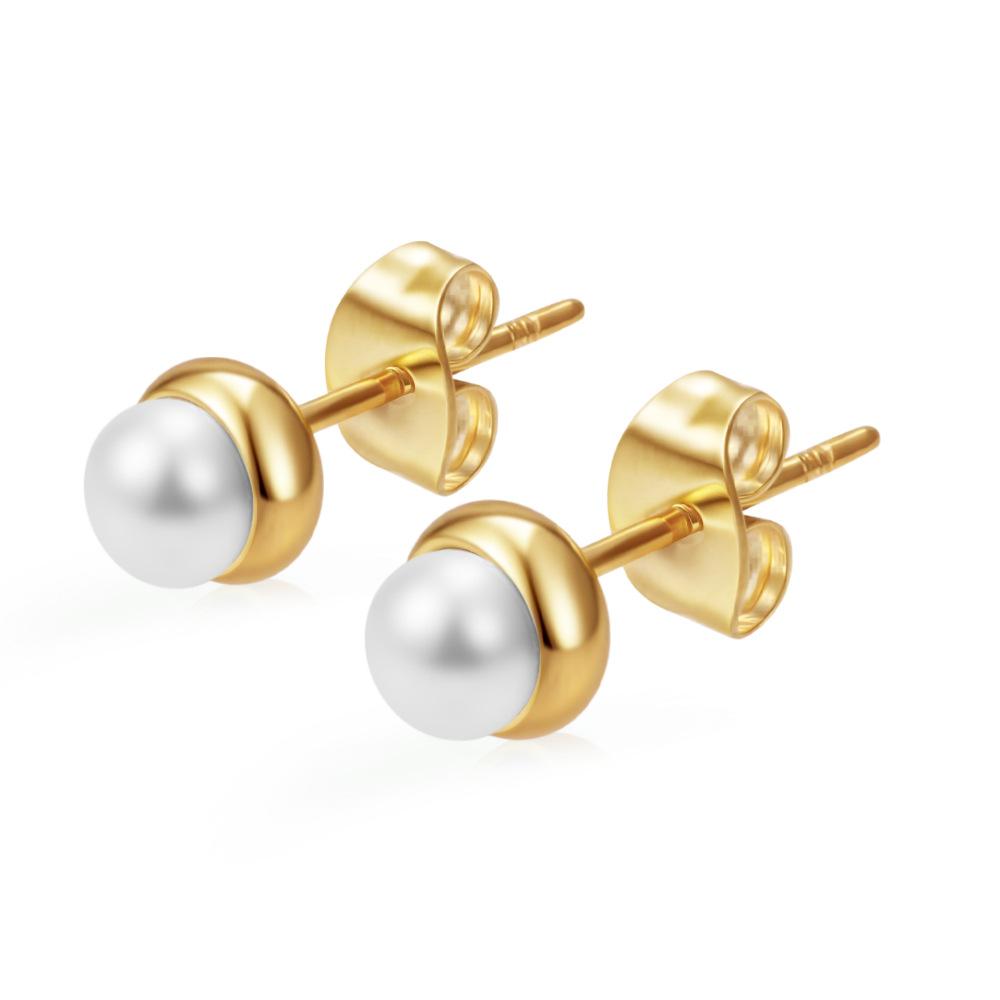 

Special for round stainless steel zircon stud earrings women s trend versatile multi-color earrings PVD18K real gold earrings