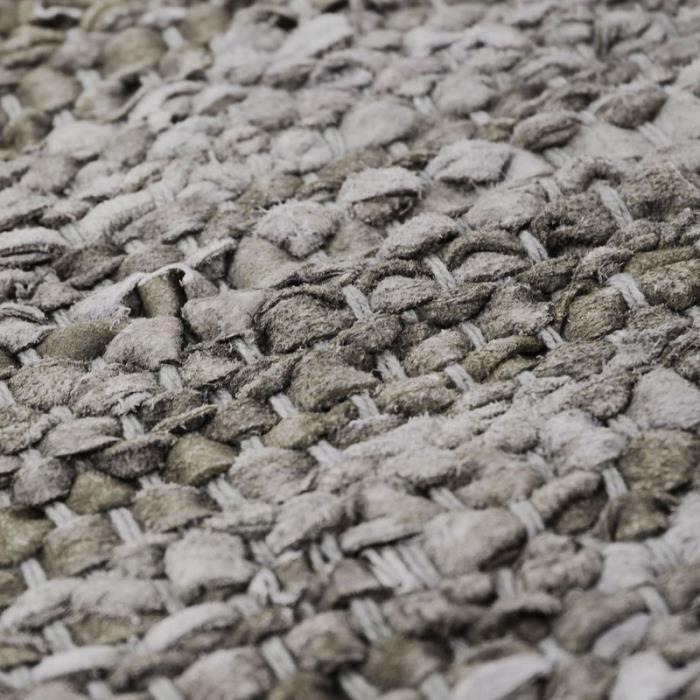 Living Room Rug In Taupe Grey Braided Leather 60x120