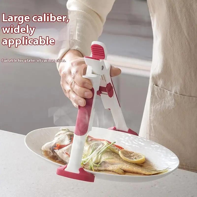 2 In 1 Silicone Bowl Holder Clip Heat Resistant Long Handle Bowl Gripper Anti-Scald Hot Dish Retriever Tongs For Home Kitchen