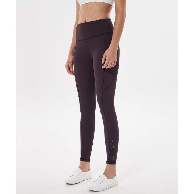 

Fashion Lu Single Yoga Pants Naked Women Sense High Top Sports Tights Feet Fluorescent Multi-Pocket Running Workout Ankle Length Pants Sauce Purple 4 pieces