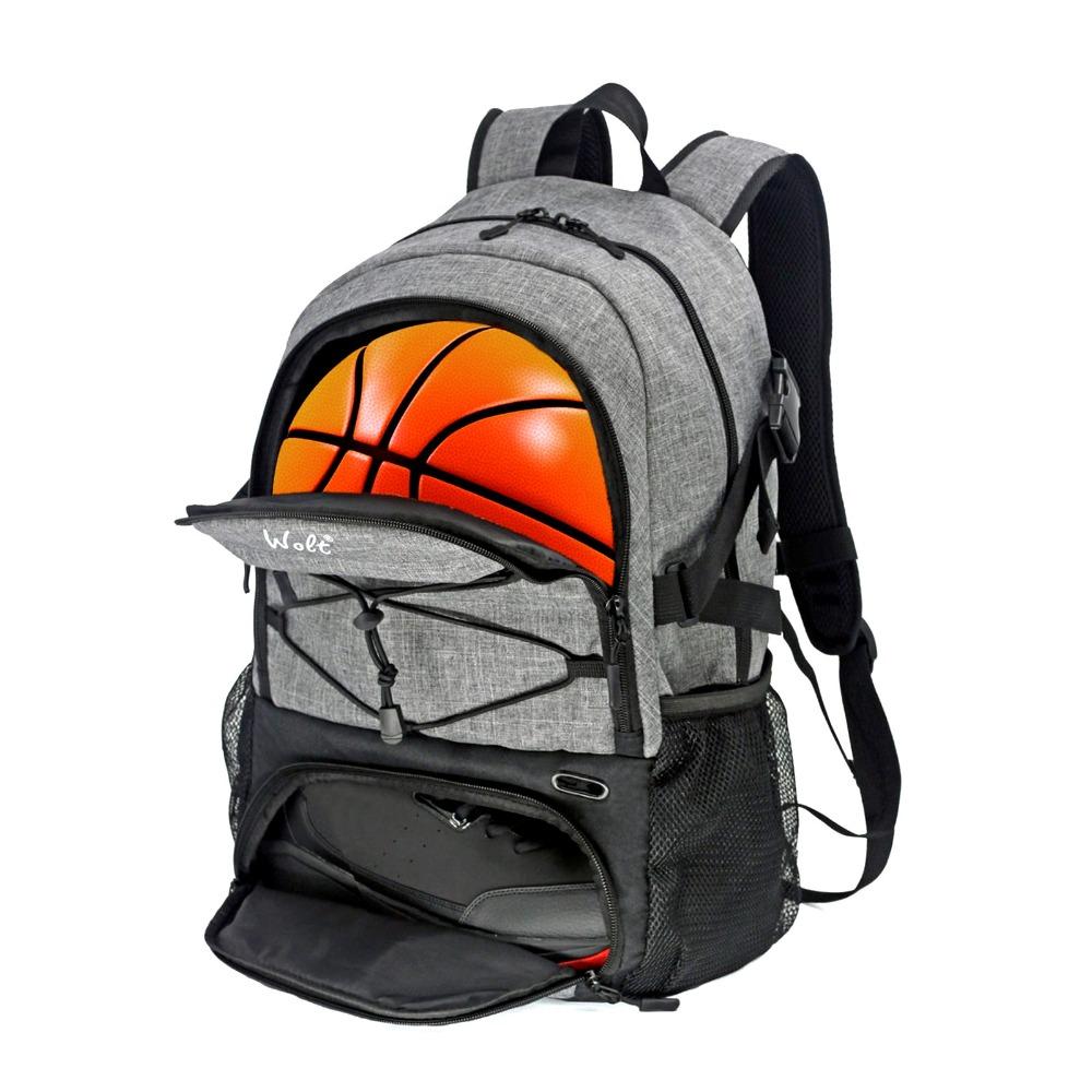 

Large Capacity Basketball Backpack Shoes Compartment Waterproof Soccer Ball Backpack Separate Ball Holder Breathable Sports Bag серый